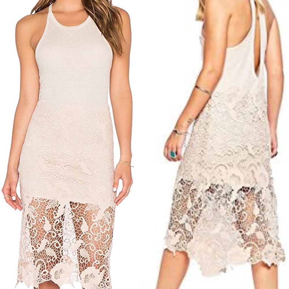 Cream Free People Dress with Crochet Bottom